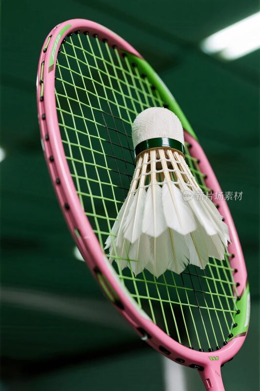 羽毛球拍羽毛球特写