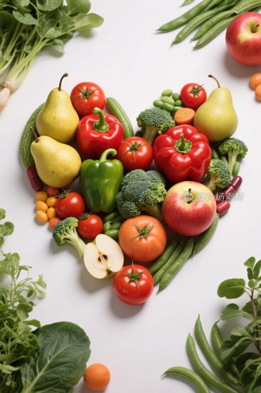 健康果蔬心形摆拍