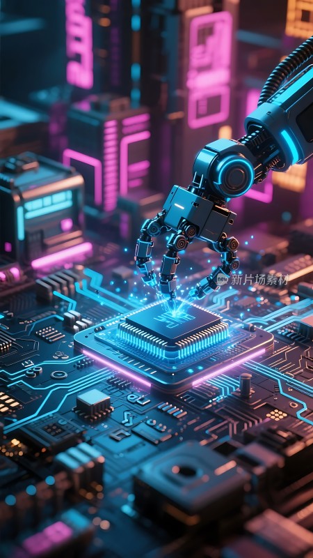 机器人操作芯片科技感十足