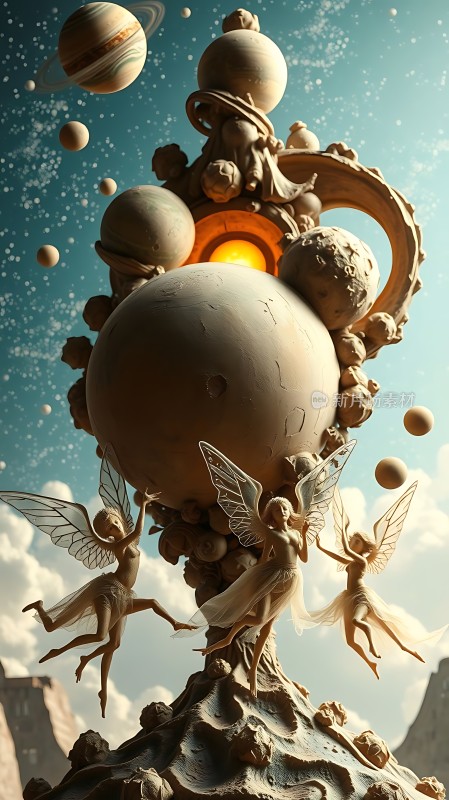 仙子环绕宇宙星球