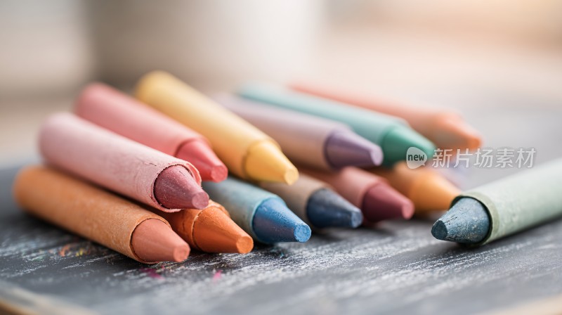 彩色蜡笔整齐摆放