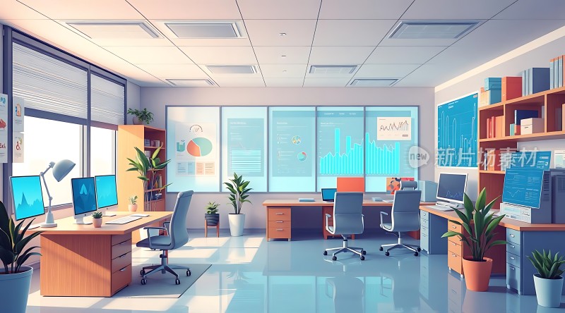 明亮办公室现代办公环境整洁有序的工作空间