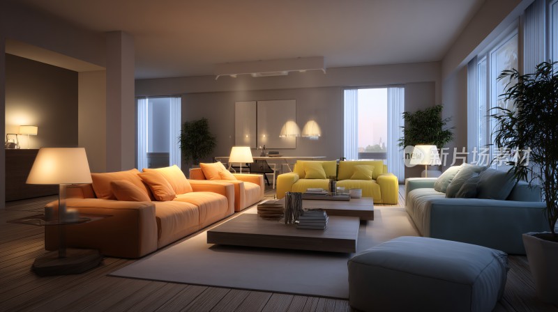 现代风格舒适客厅室内场景