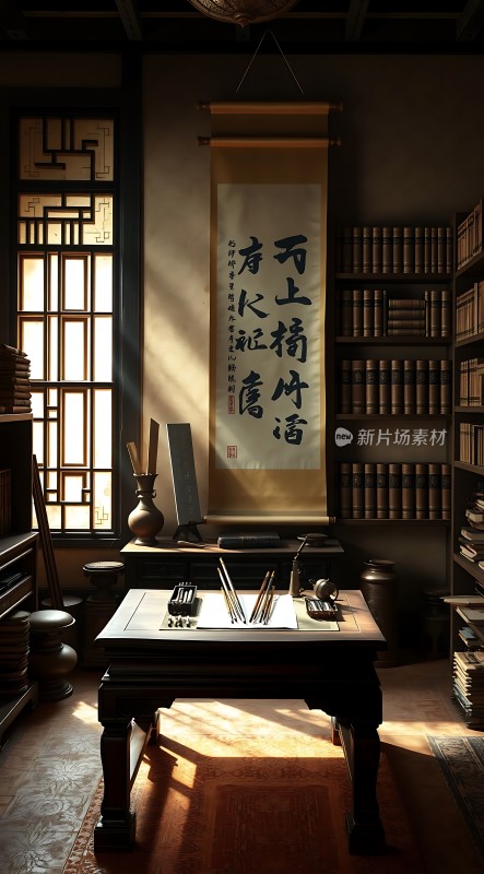 古风书房墨香四溢