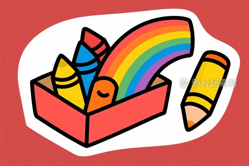 彩色蜡笔手绘插画