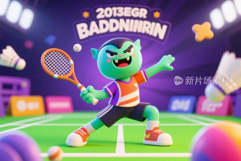 卡通羽毛球角色插画