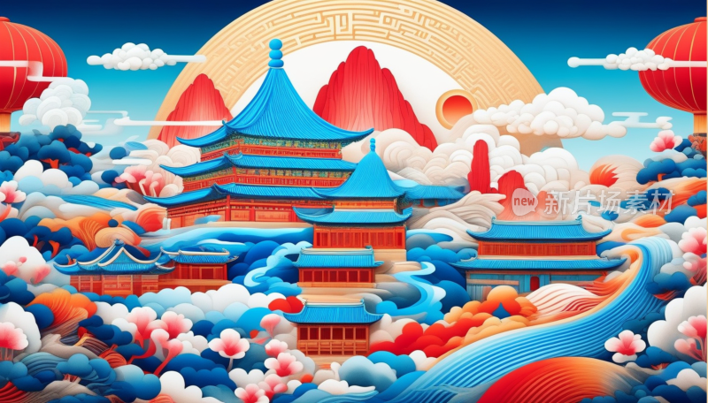 中国画山水画背景