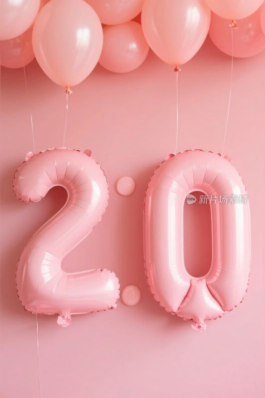 粉色数字气球装饰场景