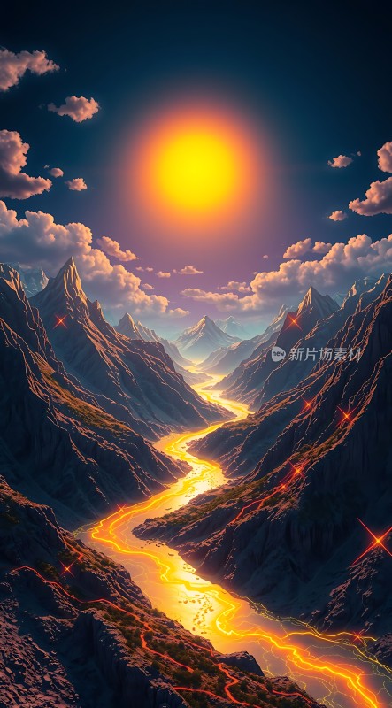 熔岩峡谷日落奇景