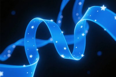 蓝色星光丝带插画