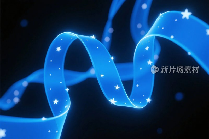 蓝色星光丝带插画