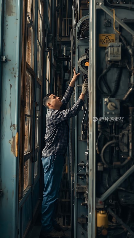 机械师专注检修设备