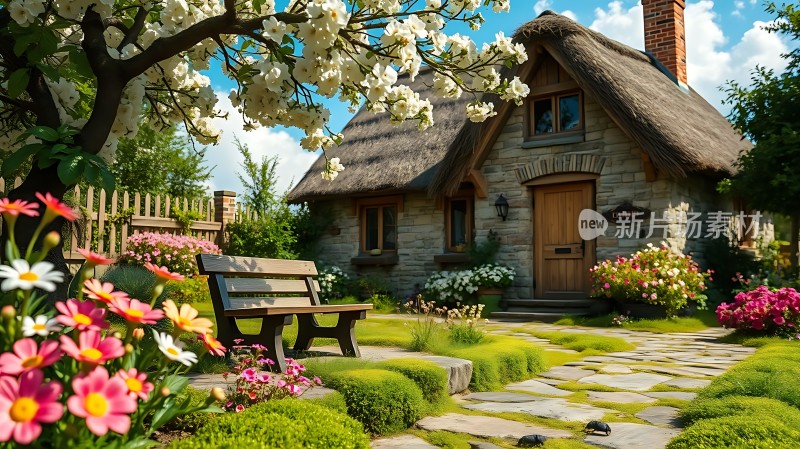 乡村小屋花园美景