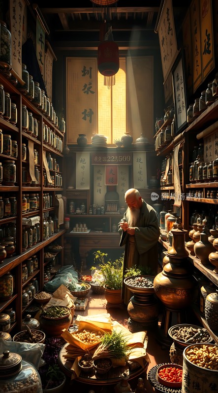 古法中药铺时光静好草药飘香