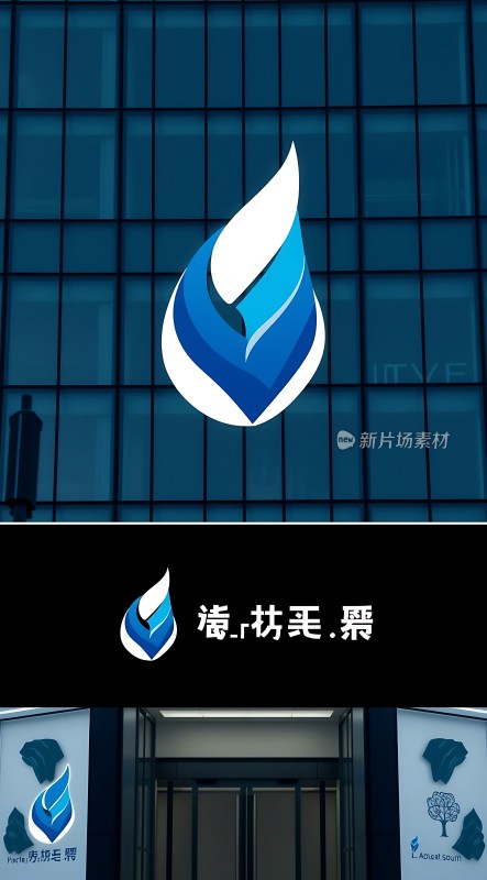 蓝色水滴标志简洁现代的企业形象