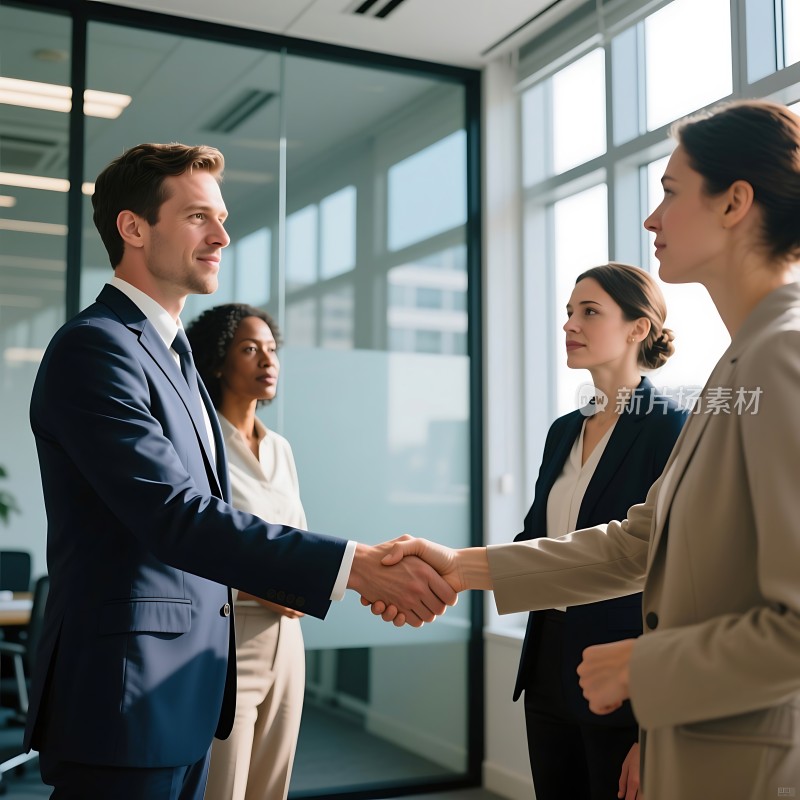 商务会谈成功合作握手瞬间