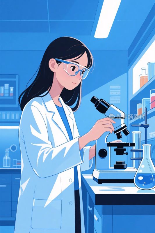 实验室女性科学家插画