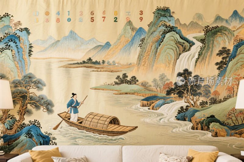 中式山水壁画装饰