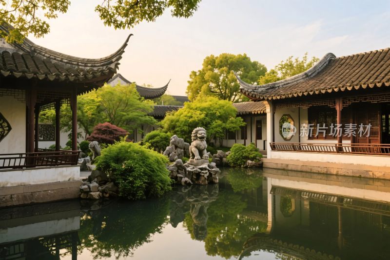 中式园林古建水景