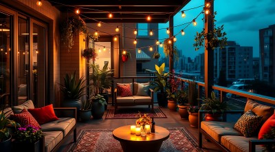 温馨夜晚阳台休闲时光 温馨夜晚阳台休闲时光