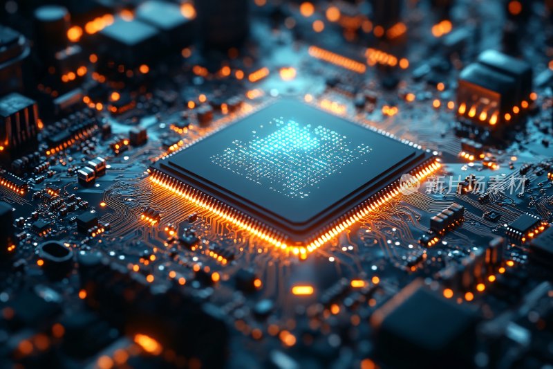科技感芯片与电路板画面