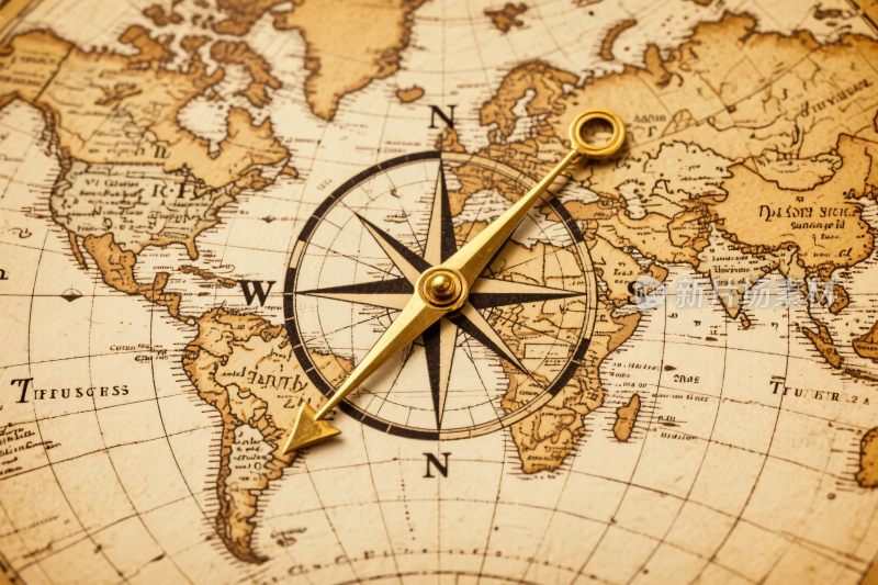 复古世界地图指南针