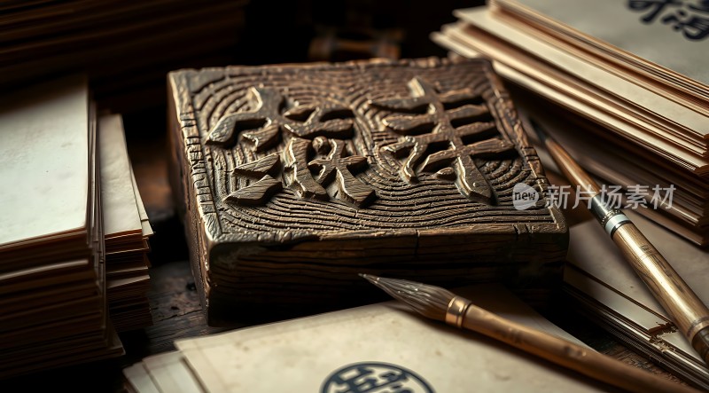 古风印章与书法用品的结合