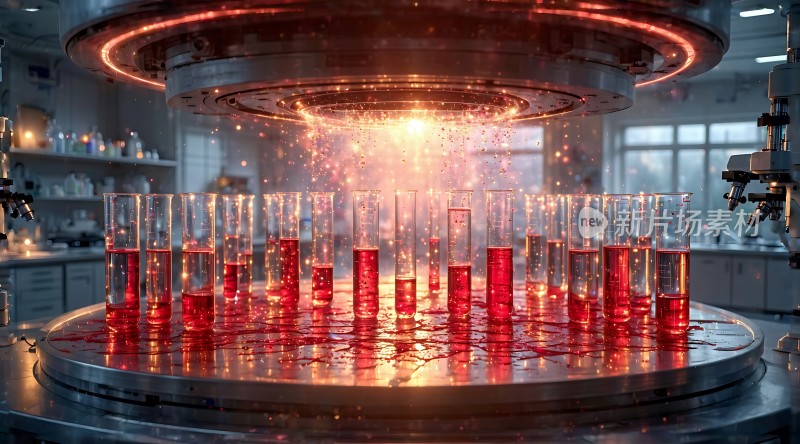 红色液体试管旋转实验室