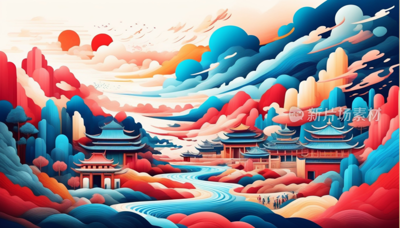 中国画山水画背景