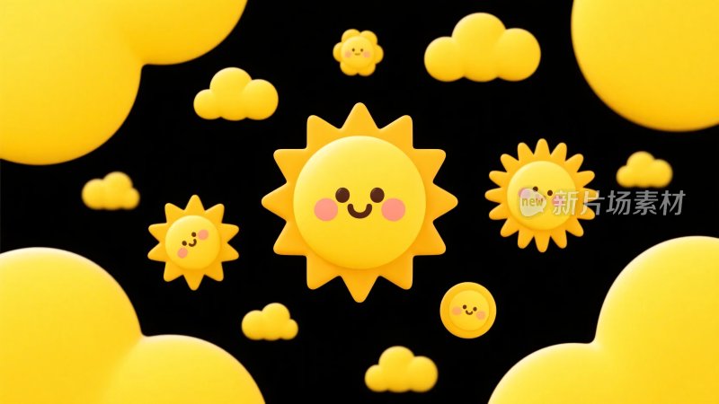 卡通太阳云朵插画