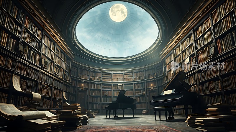 “月光下的神秘图书馆”