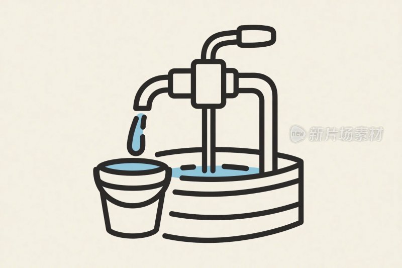 水龙头装水插画