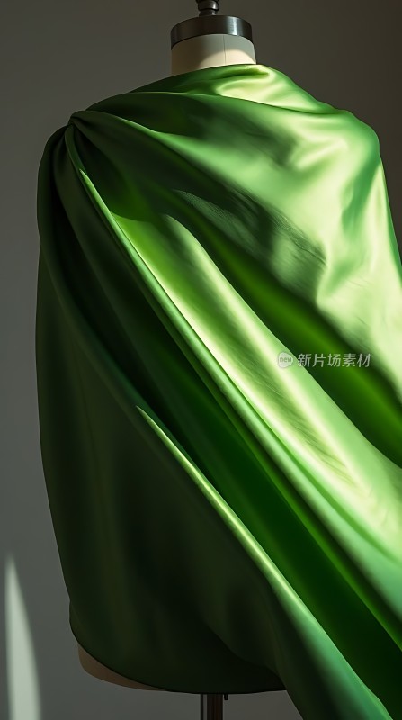 绿色绸缎优雅垂落展现独特魅力
