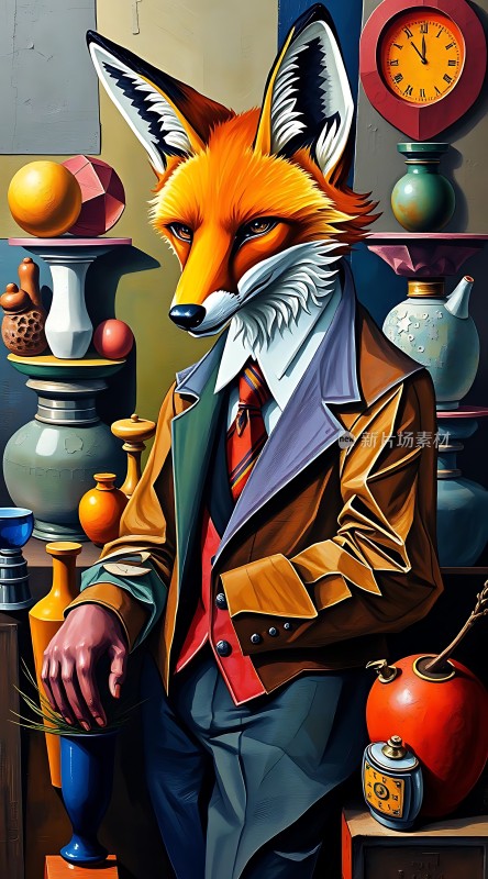 狐狸绅士的艺术肖像