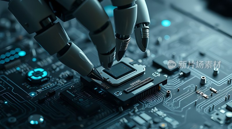 机器人精准操作芯片科技感十足