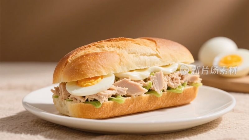美食三明治与鸡蛋图