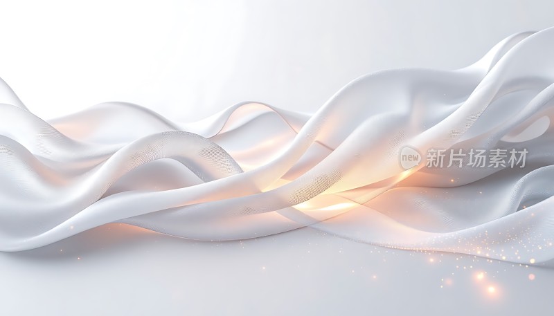 白色丝绸飘动闪烁着光芒