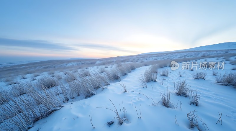 雪地日出宁静而美丽