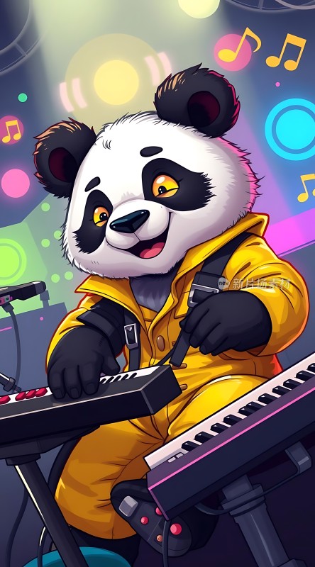 熊猫音乐家演奏键盘
