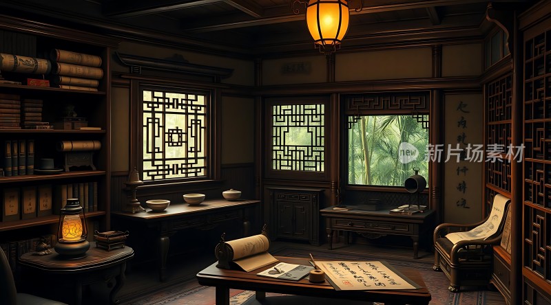 古风书房雅致宁静