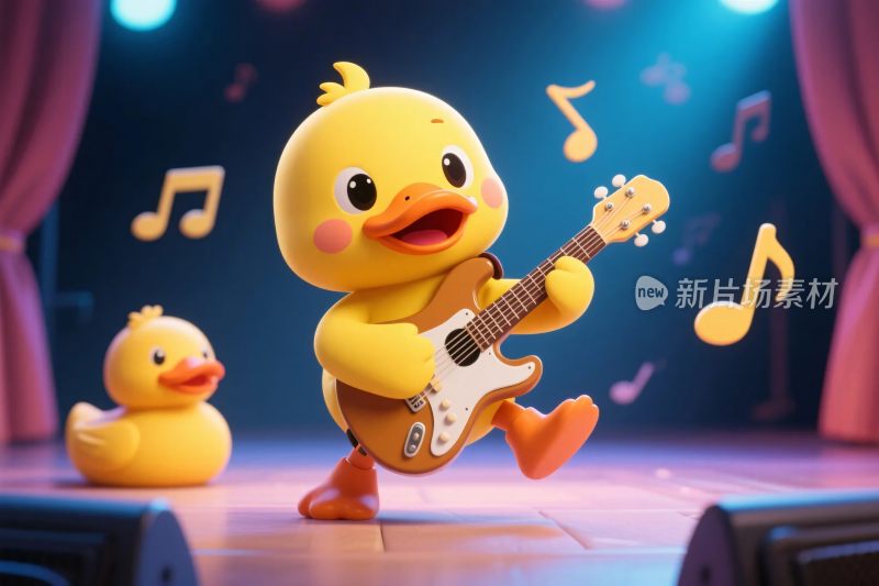 卡通小黄鸭舞台演奏