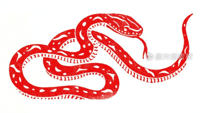 红色中国蛇，蛇年春节节日喜庆艺术剪纸