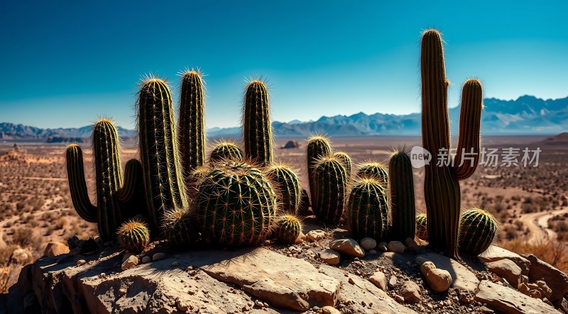 仙人掌群沙漠中的坚韧生命