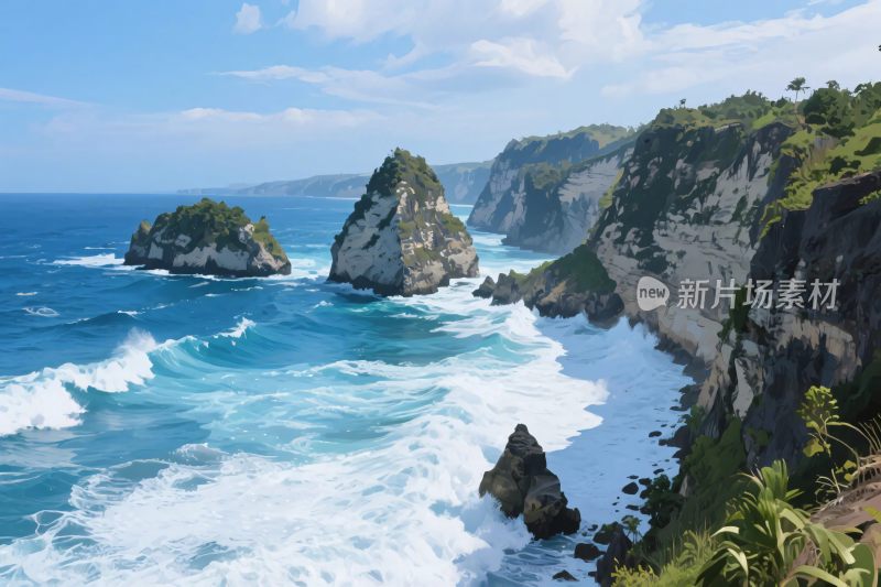 海边壮丽岩石景观