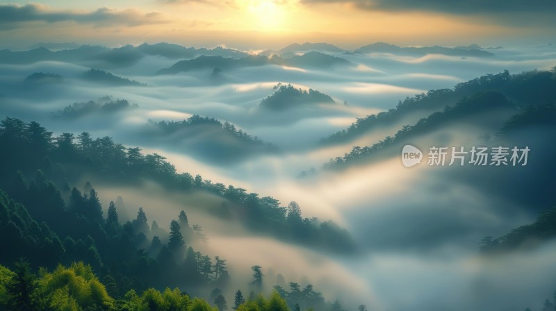 山林云海绝美日出风景