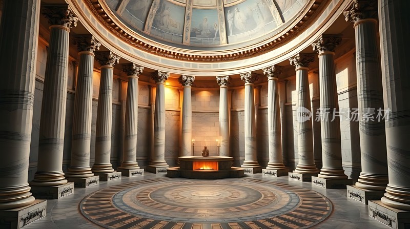 **新片场素材宏伟圆形大厅**