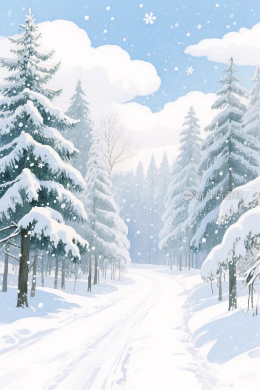 冬日雪景插画
