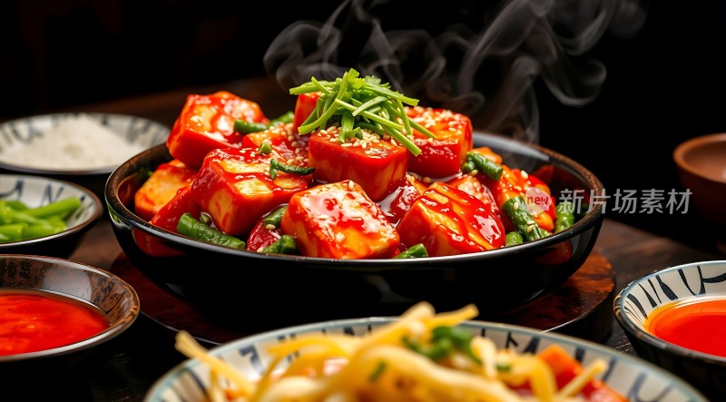 香辣豆腐配香菜