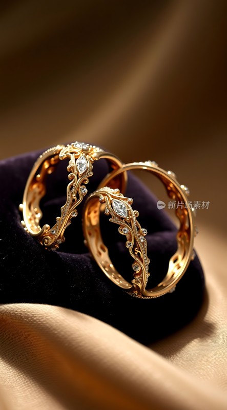 金镶钻手镯闪耀着奢华光芒