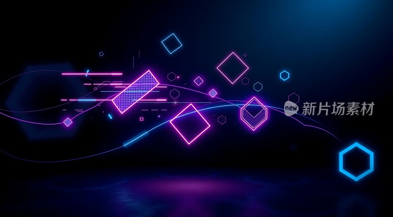 新片场素材霓虹几何世界